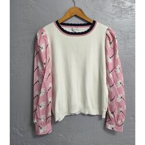 Fate white/pink long sleeve sweater woman's size Medium
